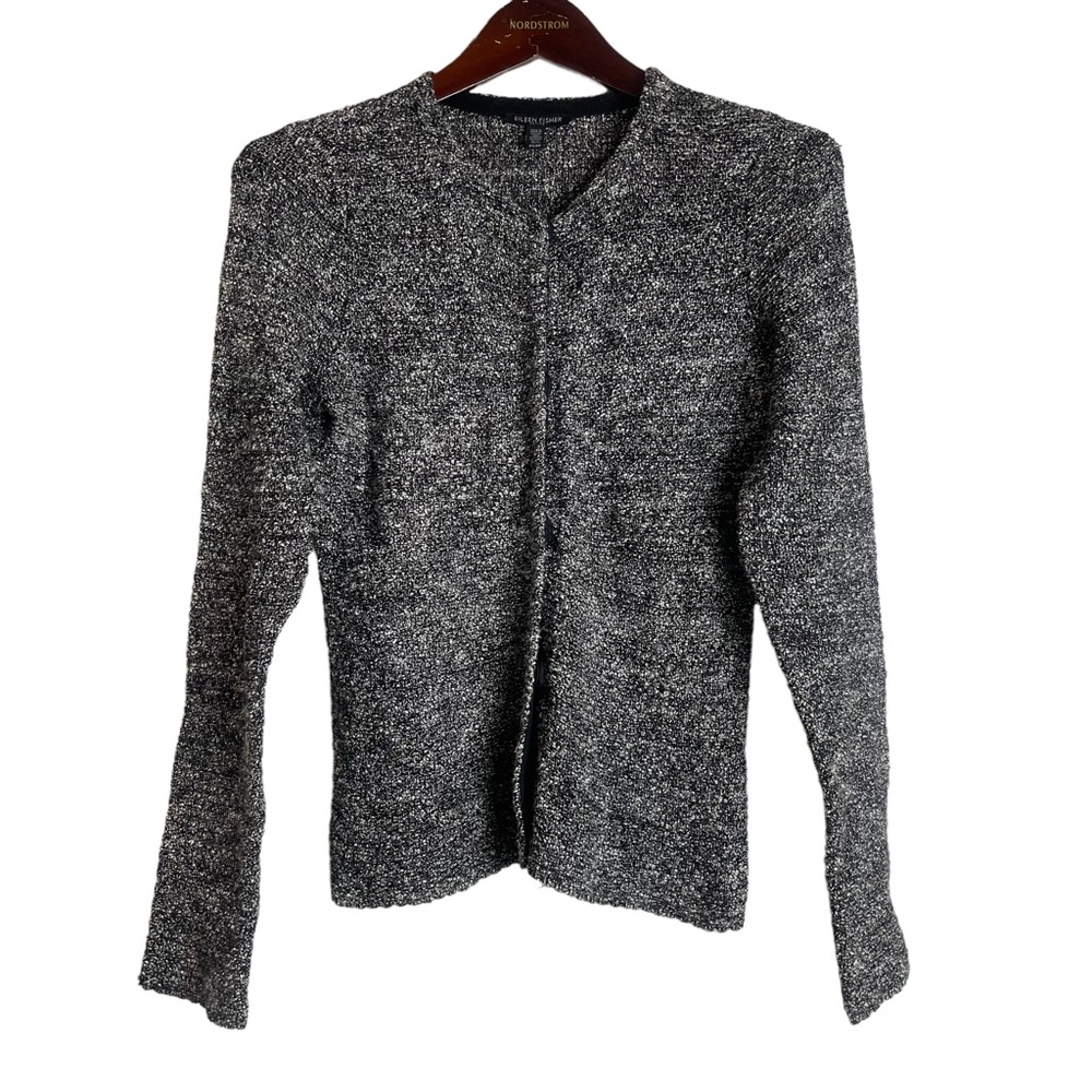 EILEEN FISHER Women’s Gray Knit Cardigan Petite Small Contemporary Classic Cozy